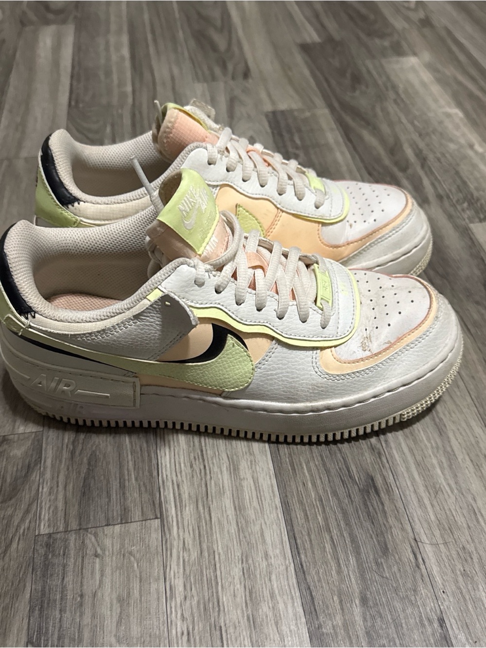 Nike Air Force 1 Pastel Peach & Lime Accent Sneakers